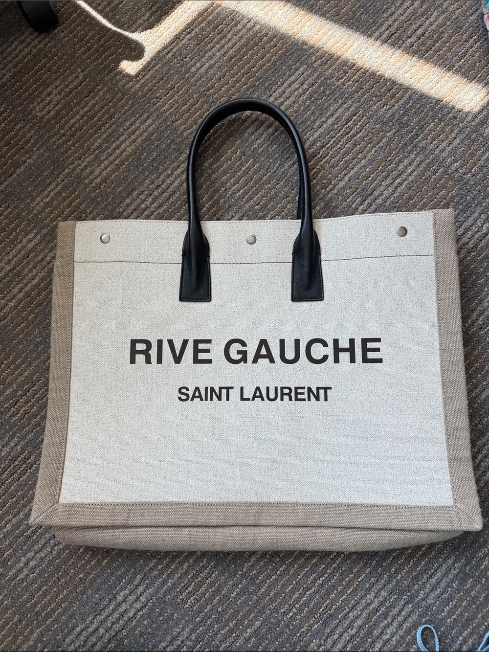 AUTHENTIC NWOT Saint Laurent Rive Gauche linen calfskin tote